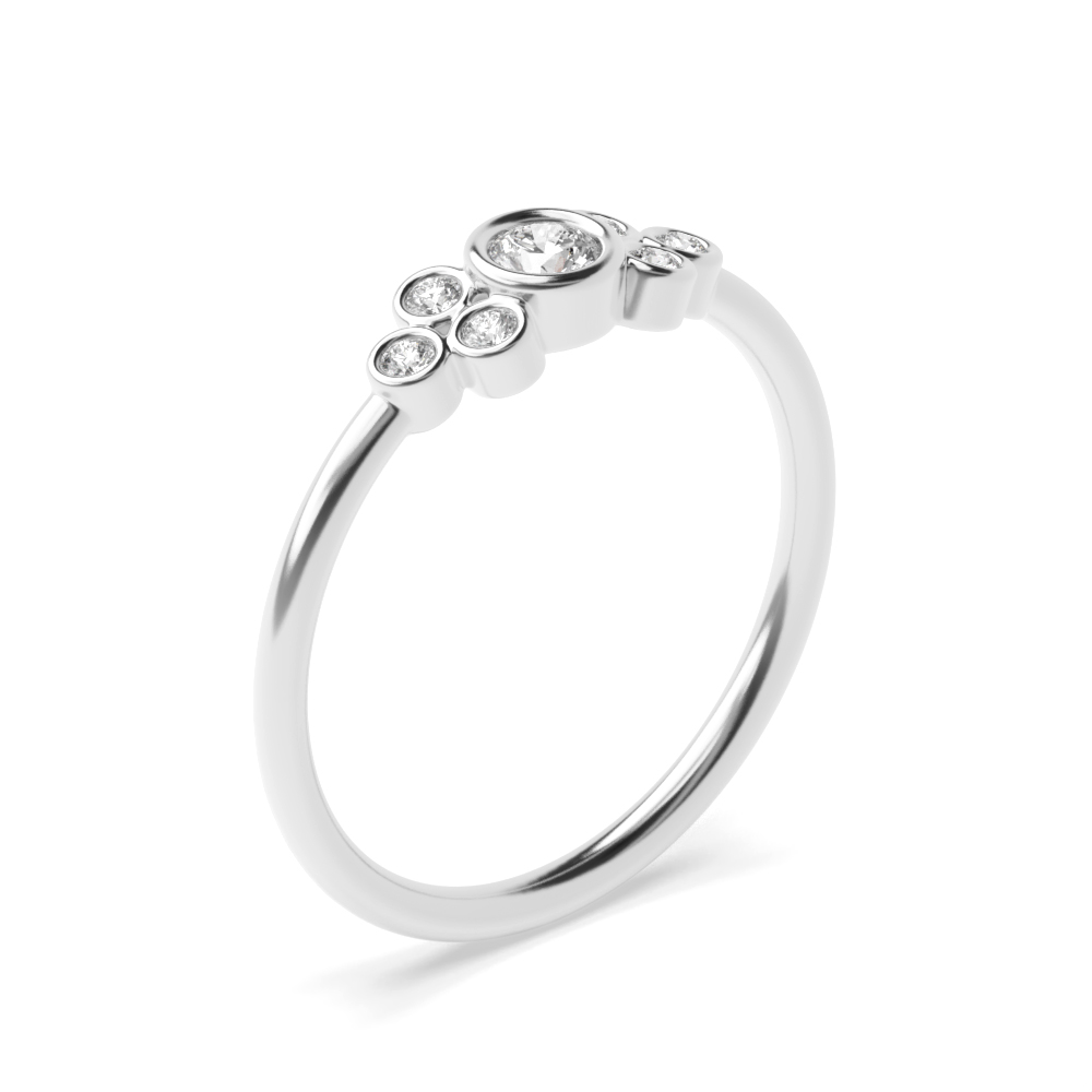 Bezel Setting Unique Cluster Diamond Promise Ring for Her (4.30mm)
