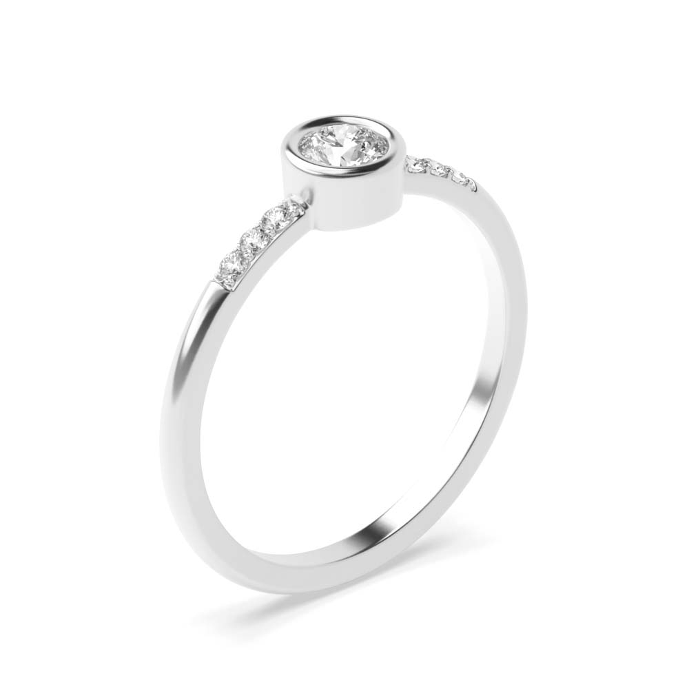 bezel setting round diamond side stone ring