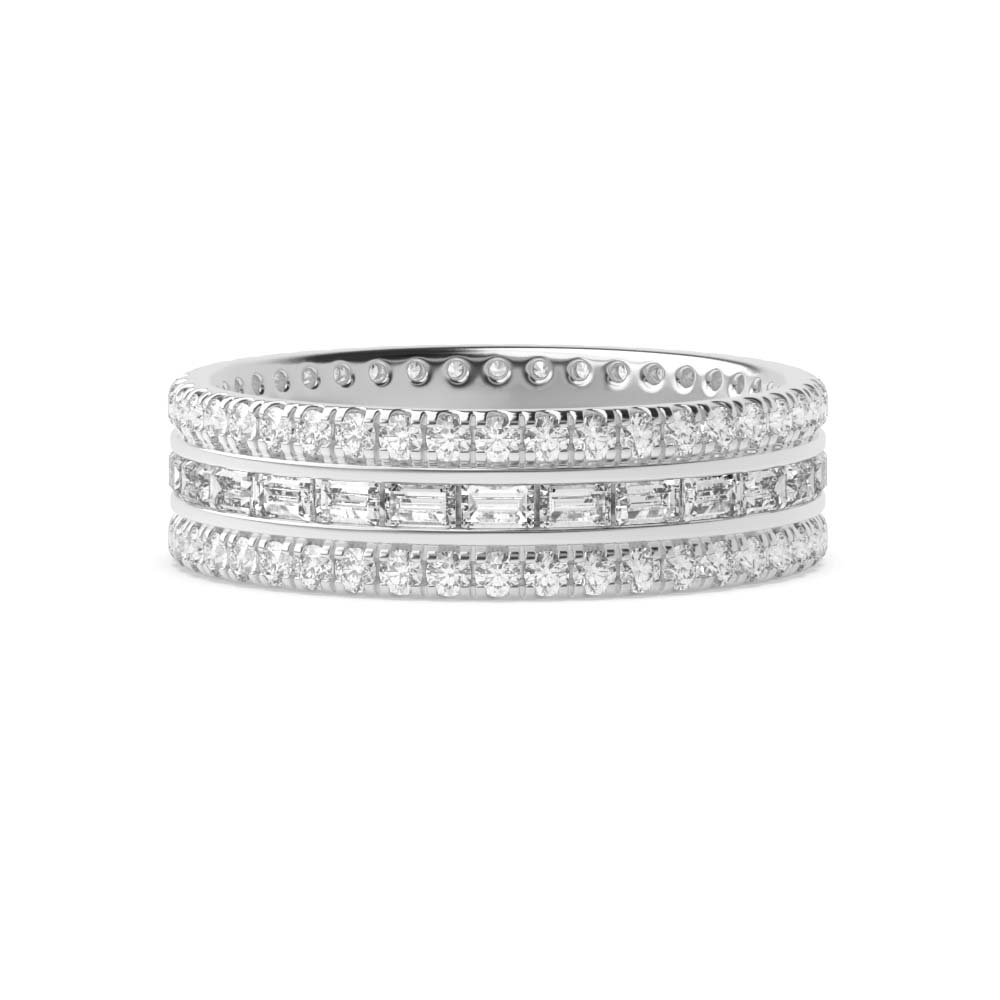 4 Prong Round/Baguette Aurora clasp Diamond Ring