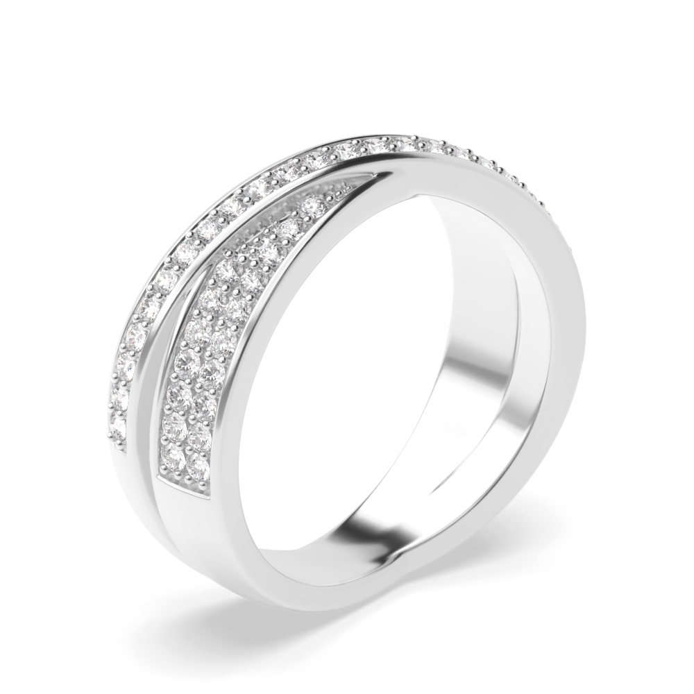 Pave Setting Kissing Style Round Shape Diamond Designer Rings Uk