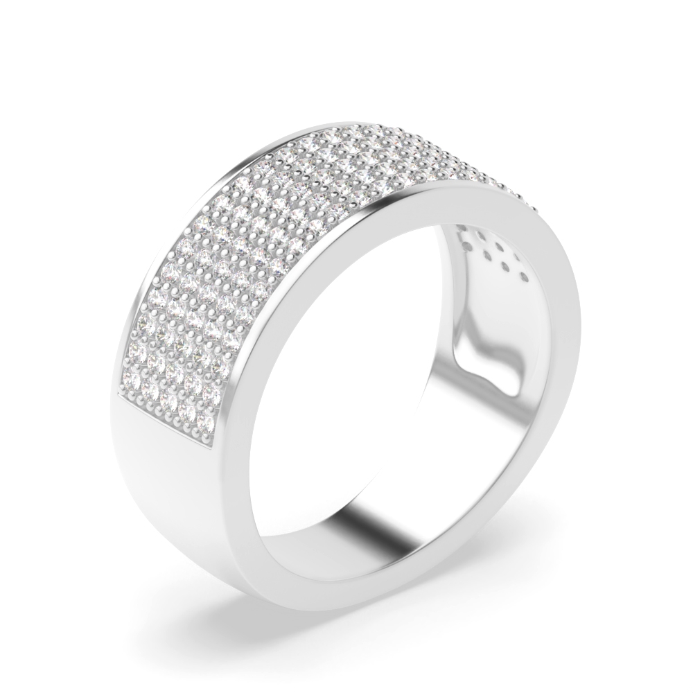 Five Row Pave Setting Round Diamond Half Eternity Designer Rings(7.00Mm)
