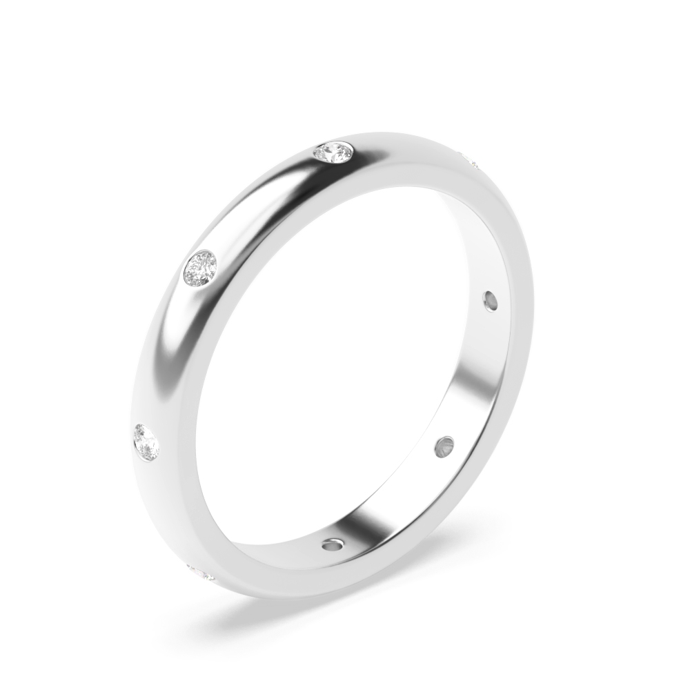 Flush Setting Classic Diamond Set Diamond Wedding Ring (Available in 3mm,4mm &amp; 5mm)