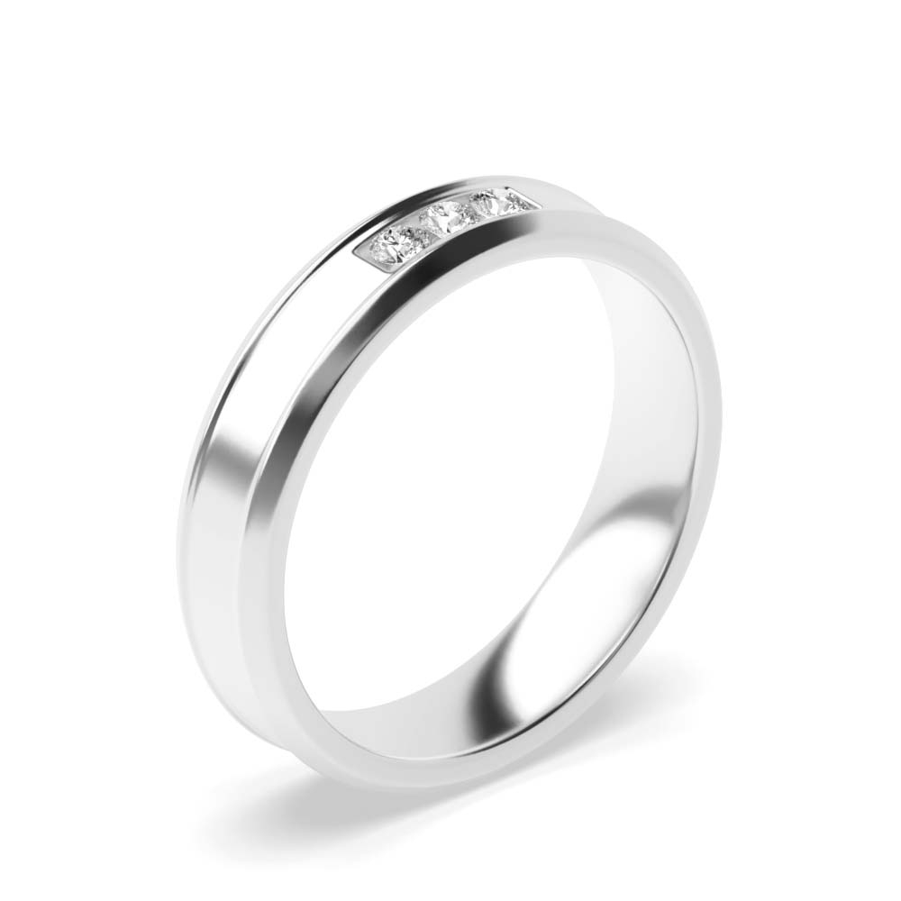 Channel Setting Beveled Edge Unique Diamond Wedding Ring (4.60mm)