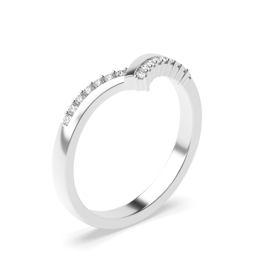 Channel Setting Wishbone Shaped Diamond Wedding Ring Half Eternity (2.30mm)