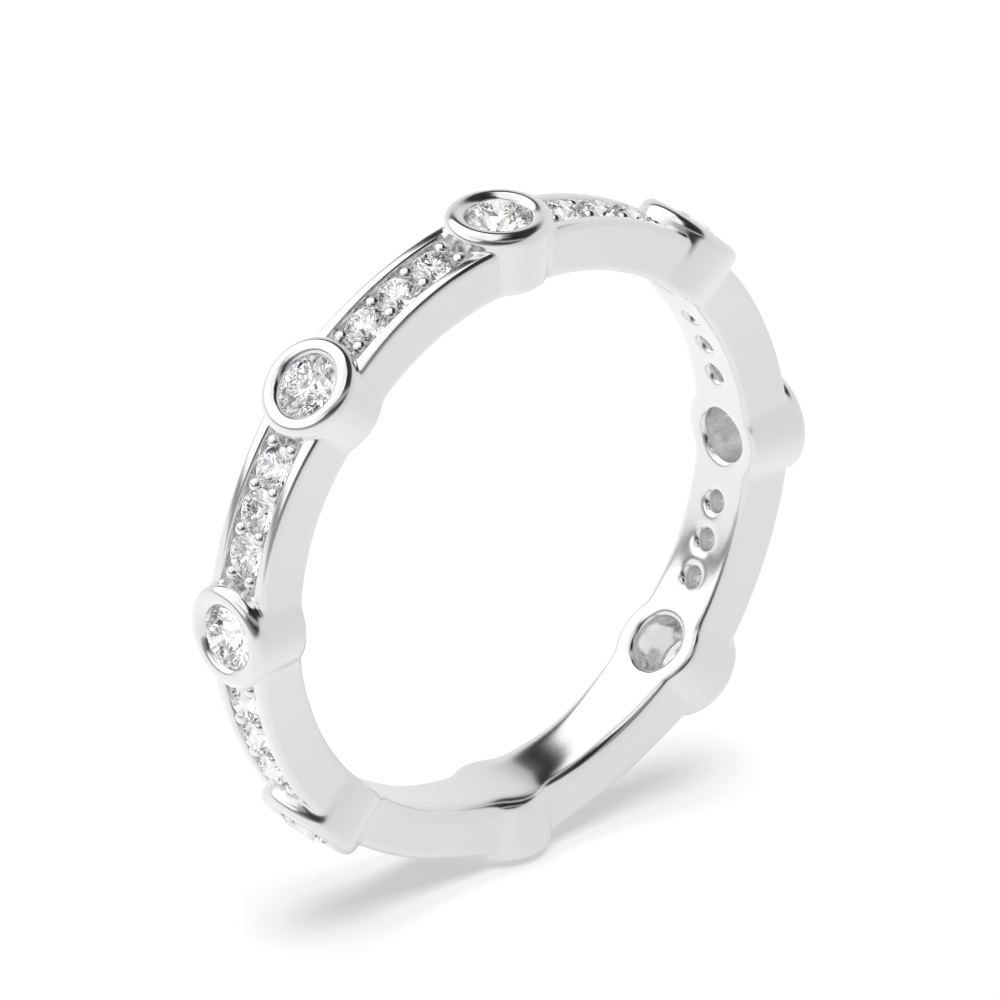 Bezel and Pave Setting Designer Station Diamond Full Eternity Wedding Ring (3.00mm)
