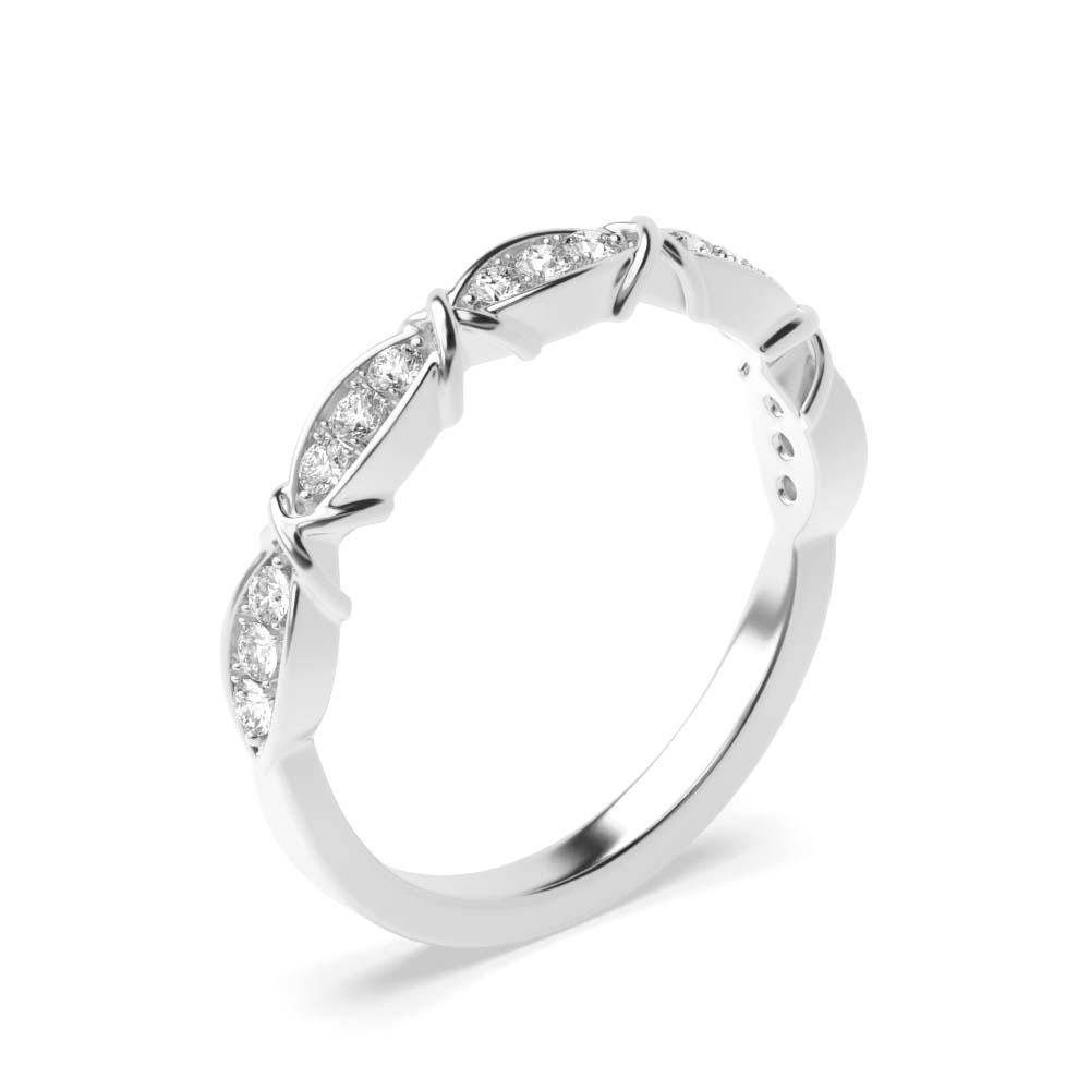 Pave Setting Crossover-Knot Style Diamond Half Eternity Wedding Band (3.00mm)