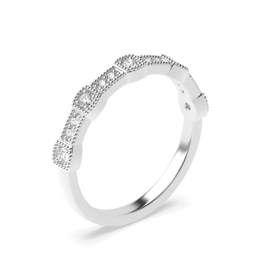 Pave Setting Miligrain Station Style Diamond Half Eternity Wedding Ring (3.20mm)