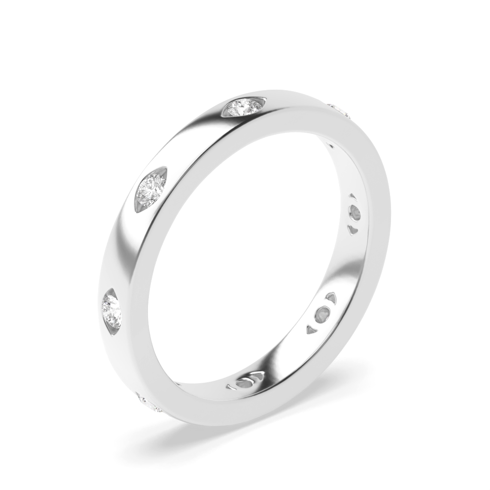 Flush Setting Eye Cut Designer Diamond Wedding Band for Women (3.00mm)