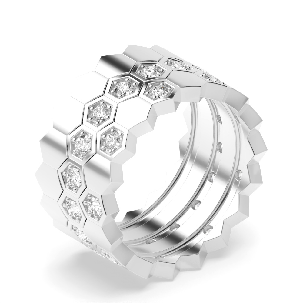 Pave Setting Round Shape Stackable Half Diamond Eternity Ring (10.00mm)