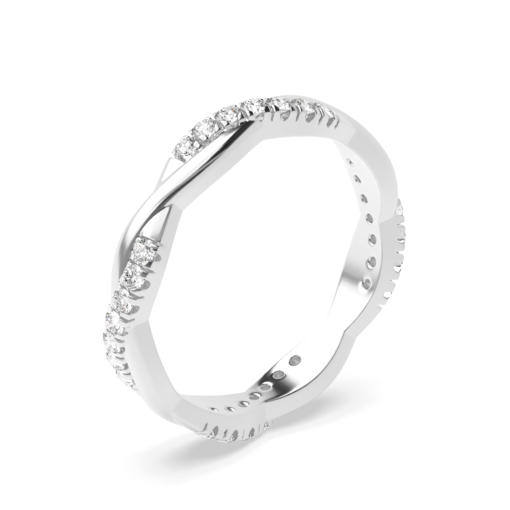 Pave Setting Round Shape Cross Over Full Diamond Eternity Ring (2.40mm)