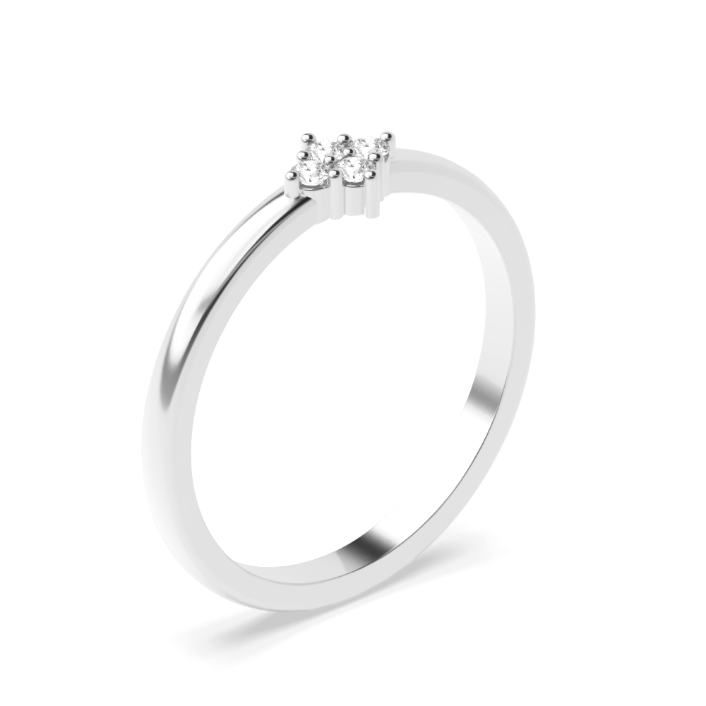 Round Pave Setting 4 Diamond Cluster Diamond Ring