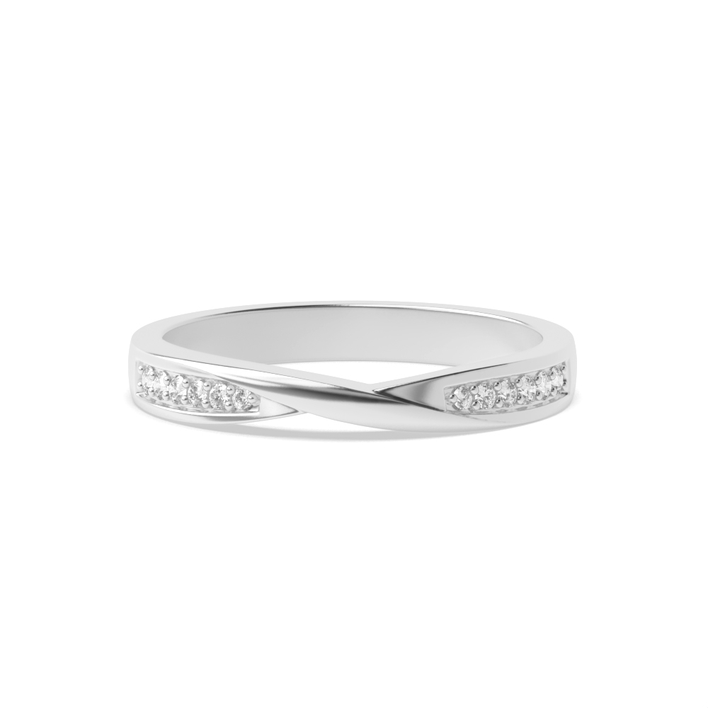 Pave Setting Round Twisted Lab Grown Stacking Diamond Ring