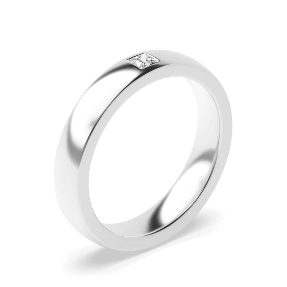 Princess Solitaire Diamond Wedding Ring in Gold &amp; Platinum (4.00mm)