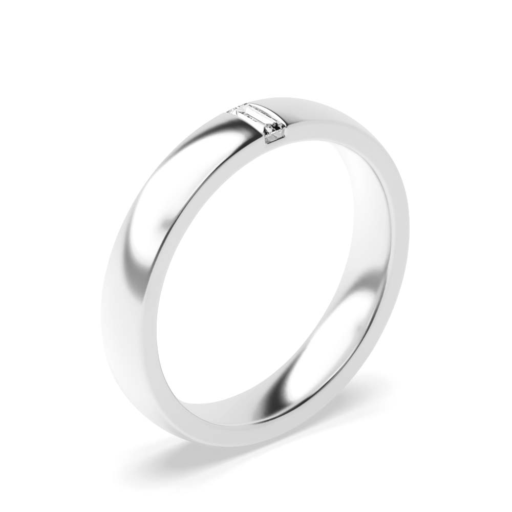 Flush Setting Baguette Shape Single Diamond Wedding Band (3.70mm)