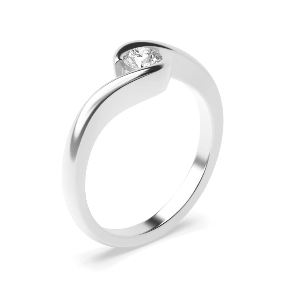 Round Channel Setting Twisted Solitaire Diamond Engagement Rings