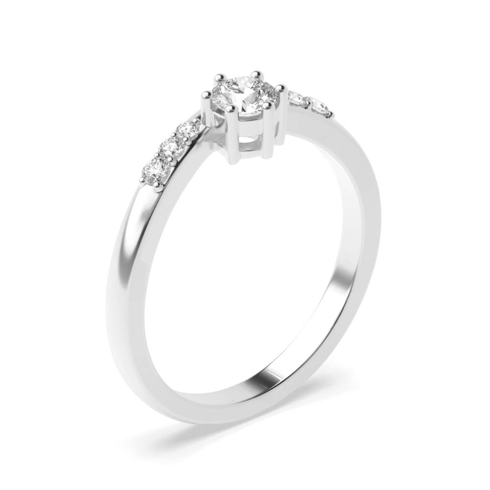 Round 4 Prong Promise Side Stone Diamond Engagement Rings