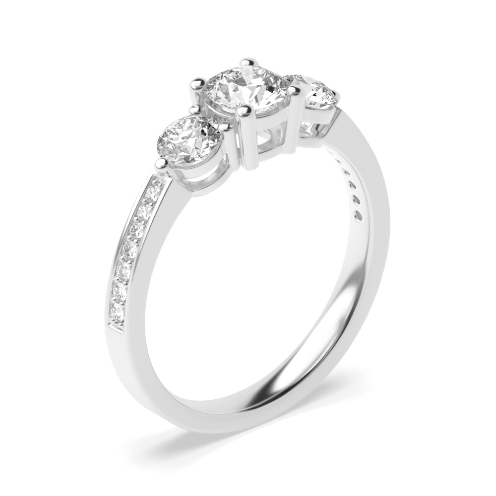 prong setting round and side diamond ring