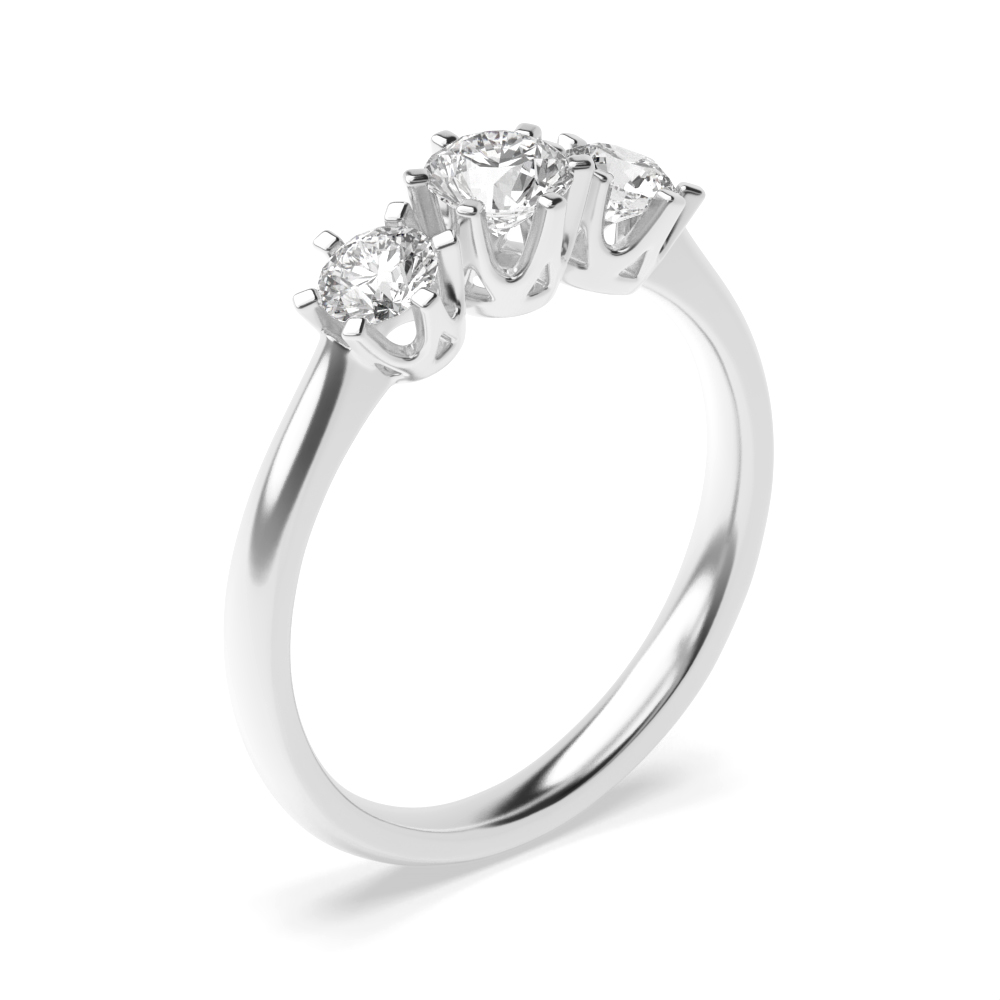 prong setting round diamond trilogy ring
