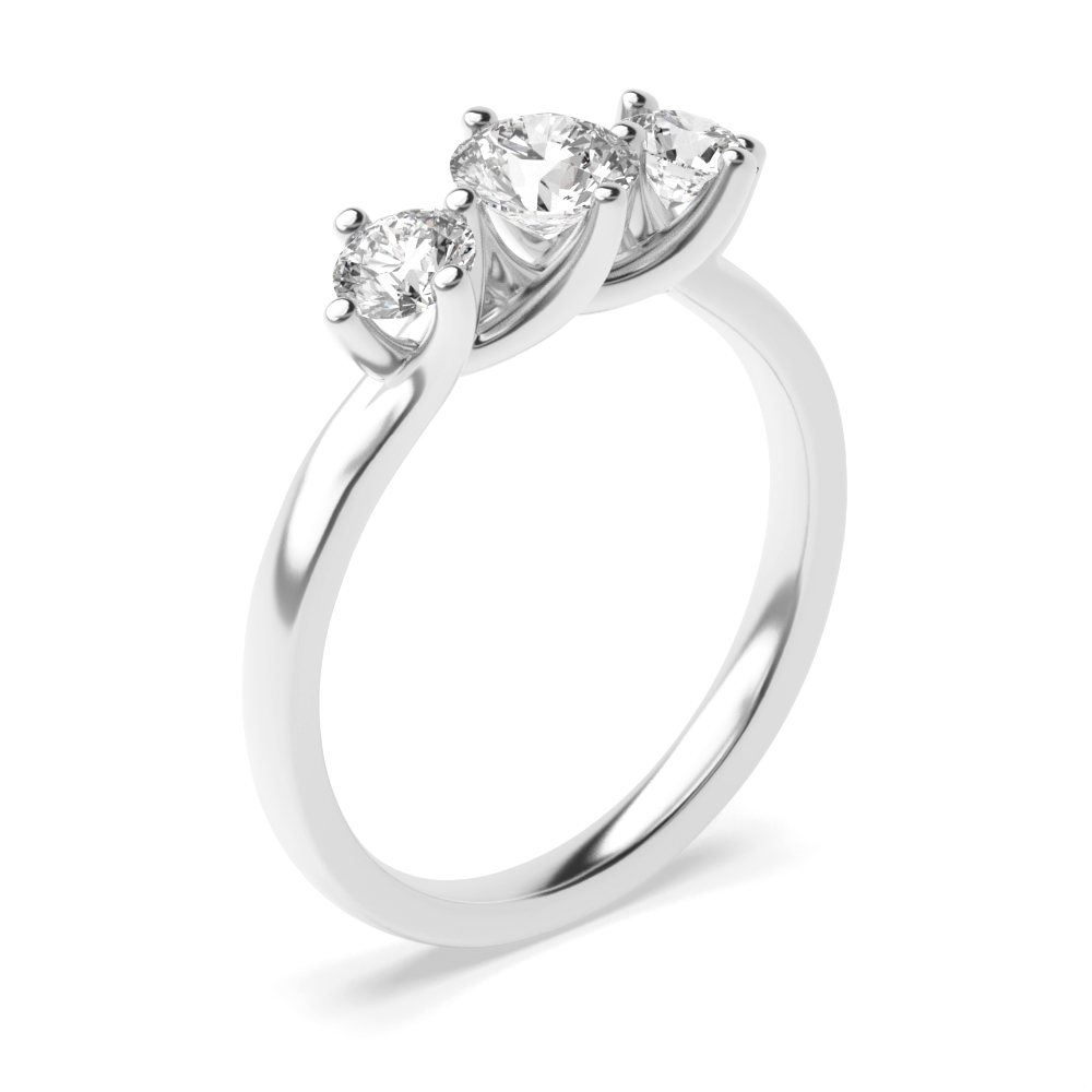 prong setting round shape dimond trilogy ring