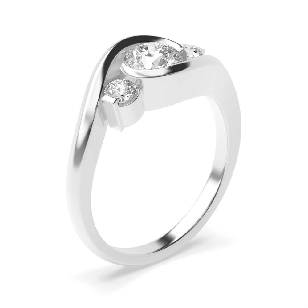 channel setting round diamond trilogy ring