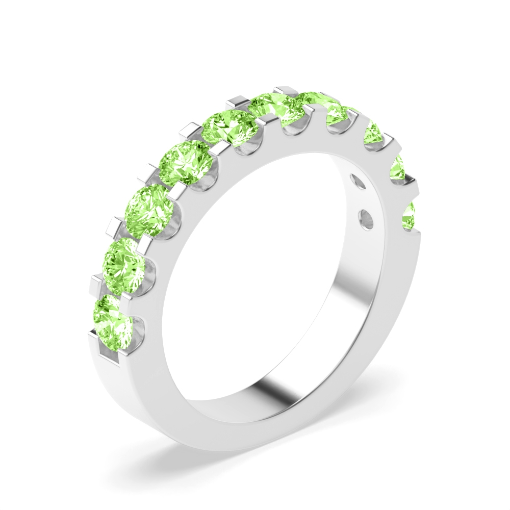 4 Prong Round Scallop Green Lab Grown Stacking Diamond Ring