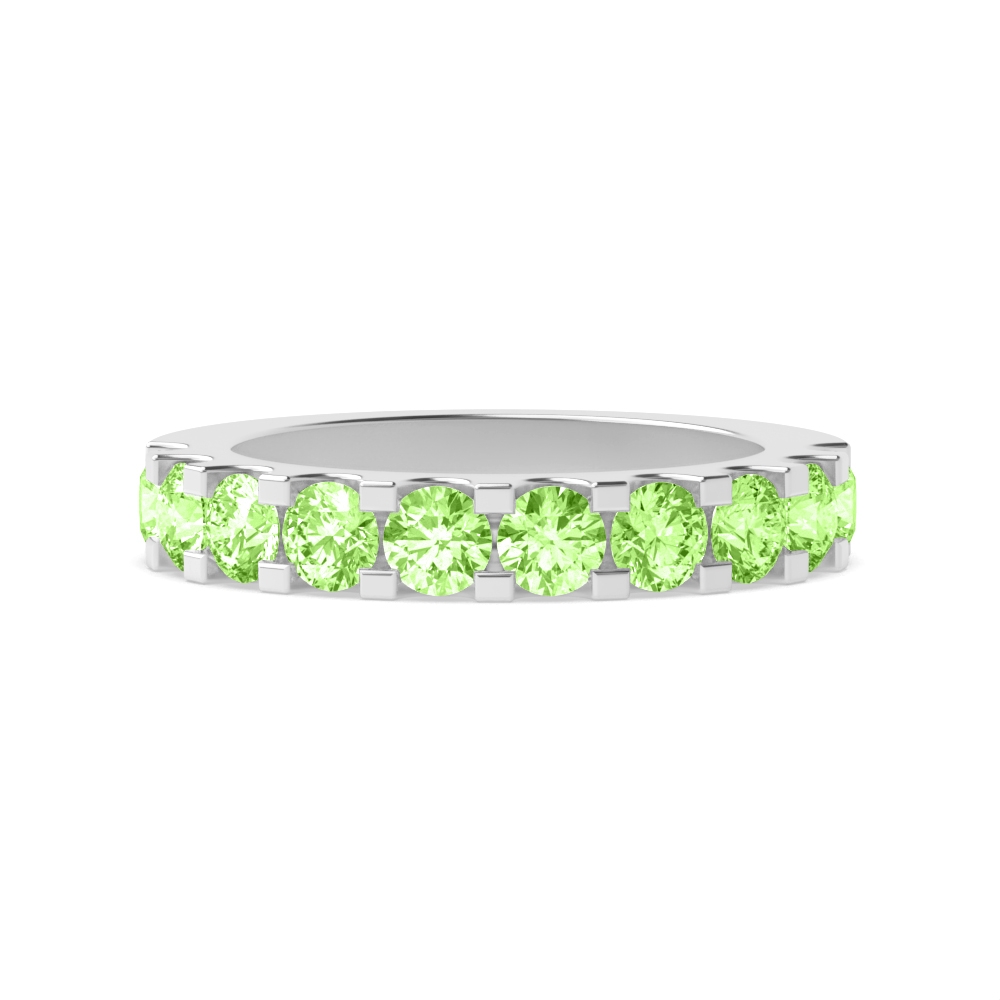4 Prong Round Scallop Green Lab Grown Stacking Diamond Ring