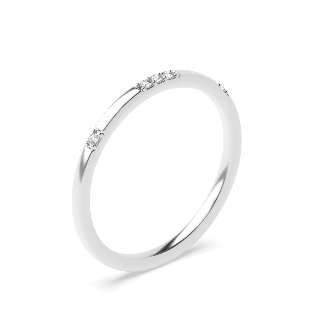 Pave Setting Round Shape Petit  Diamond Wedding Band (1.30mm)