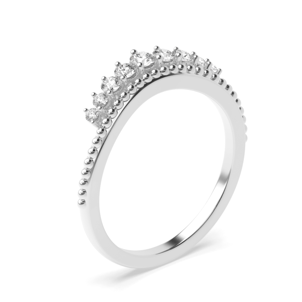 Round Shape Crown Style Half Diamond Eternity Designer Ring (4.00mm)