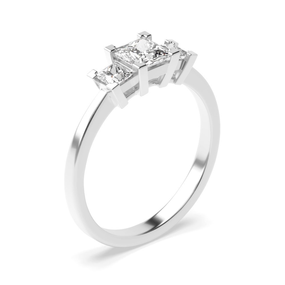 prong setting princess diamond trilogy ring