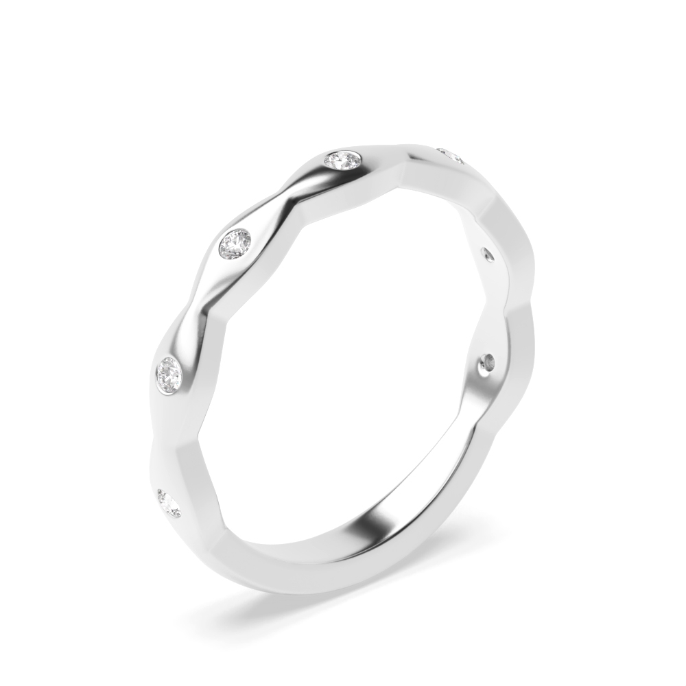 bezel setting round diamond modern wave half eternity ring