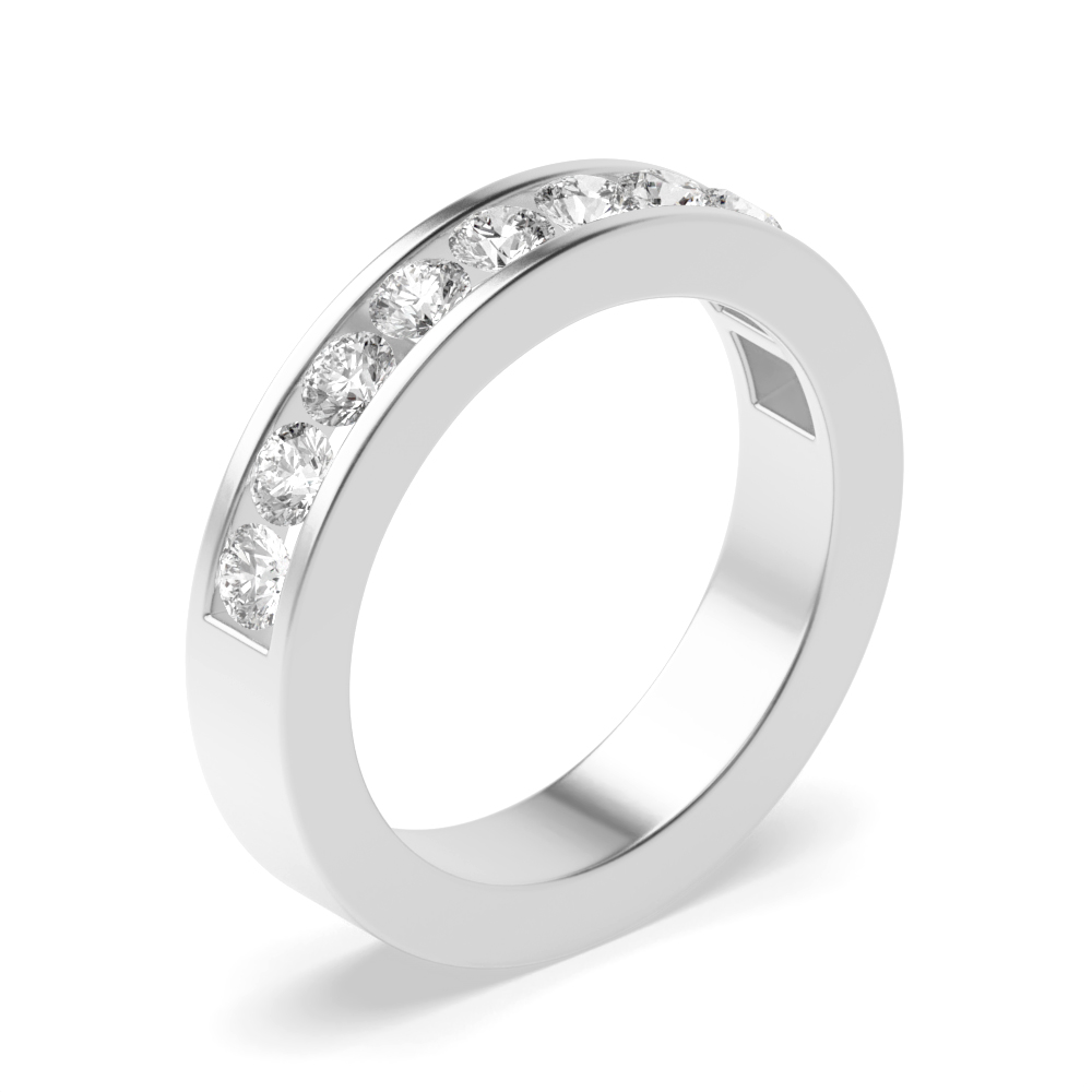 channel setting half eternity round diamond ring