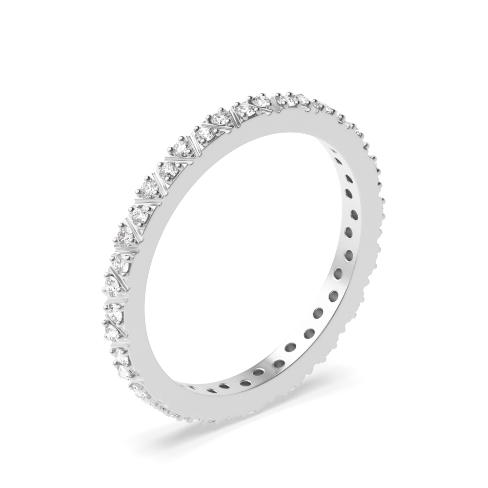 3 prong setting full eternity round diamond ring