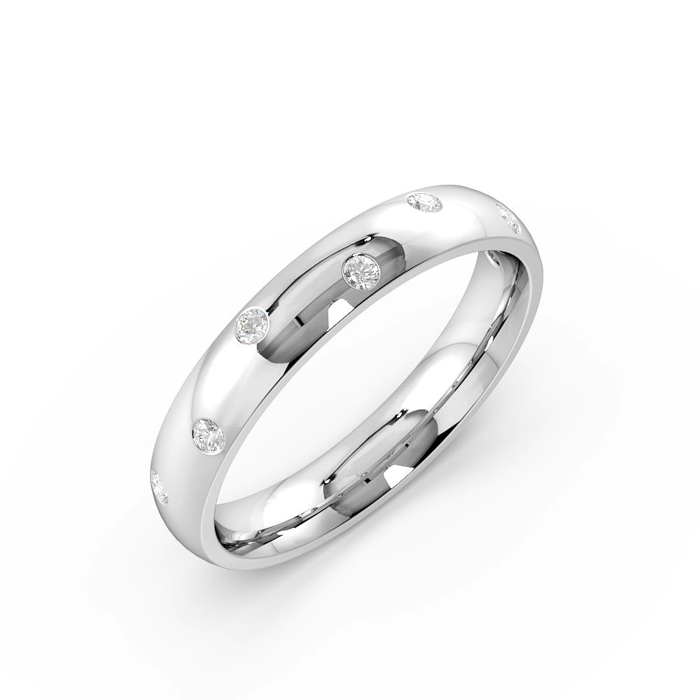 Flush Setting Round Shape Classic Zig Zag Diamond Wedding Ring (3.50mm)