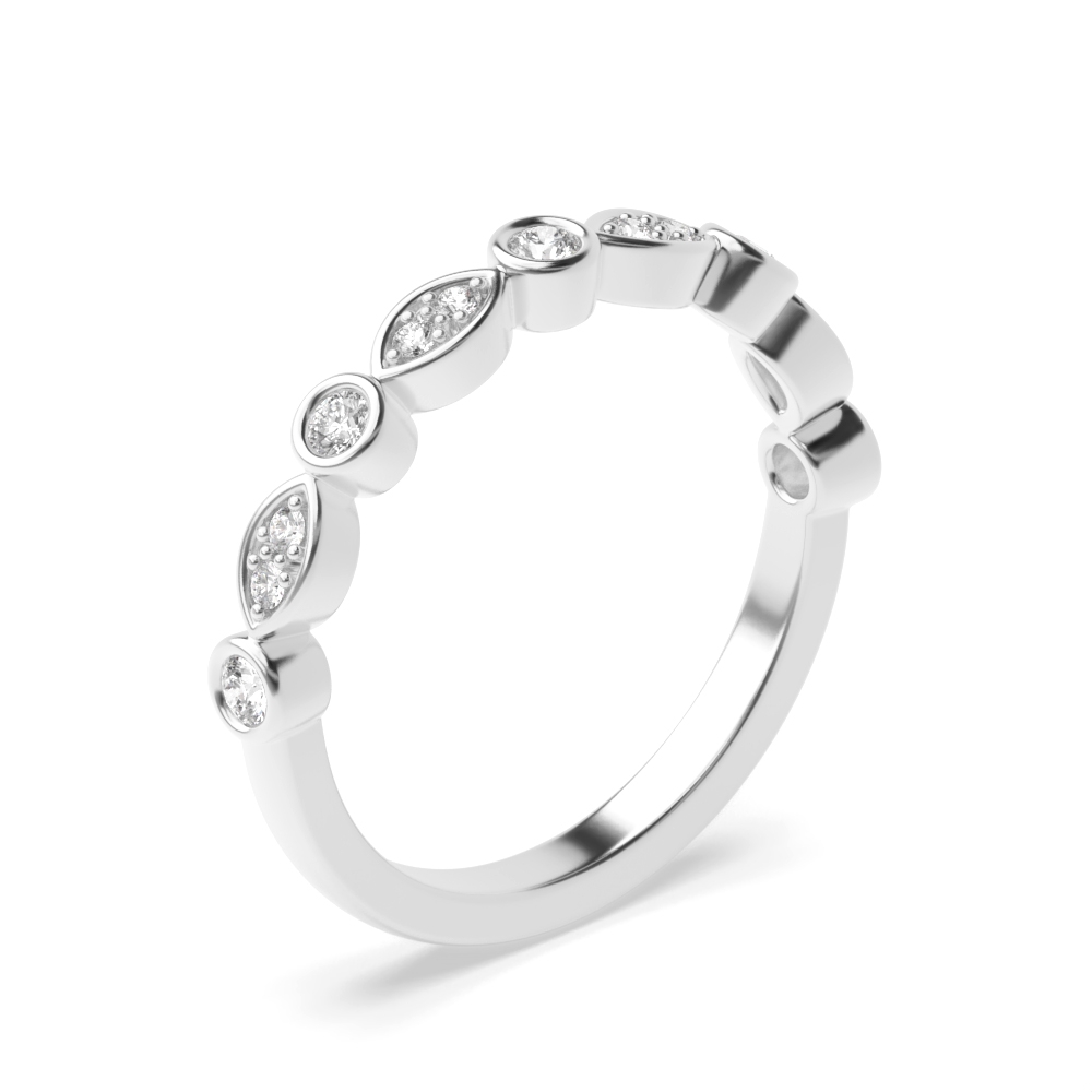 Pave Setting Round Shape Wavy Half Diamond Eternity Ring (2.80mm)