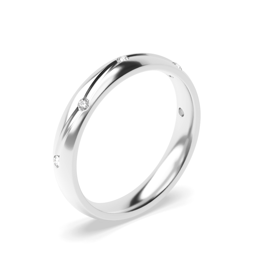 Round flush Setting Wavy Channel Womens Diamond Wedding Rings