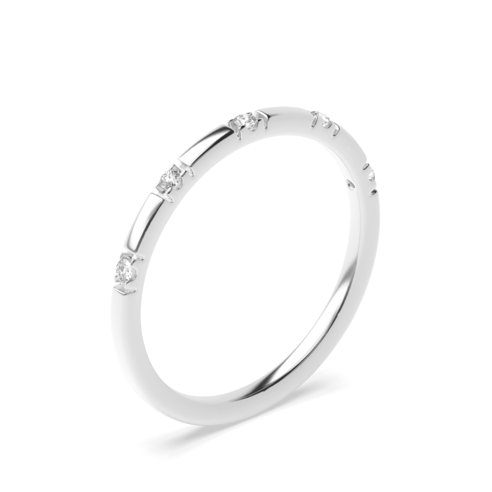 Round Channel Setting Thin Womens Diamond Wedding Rings