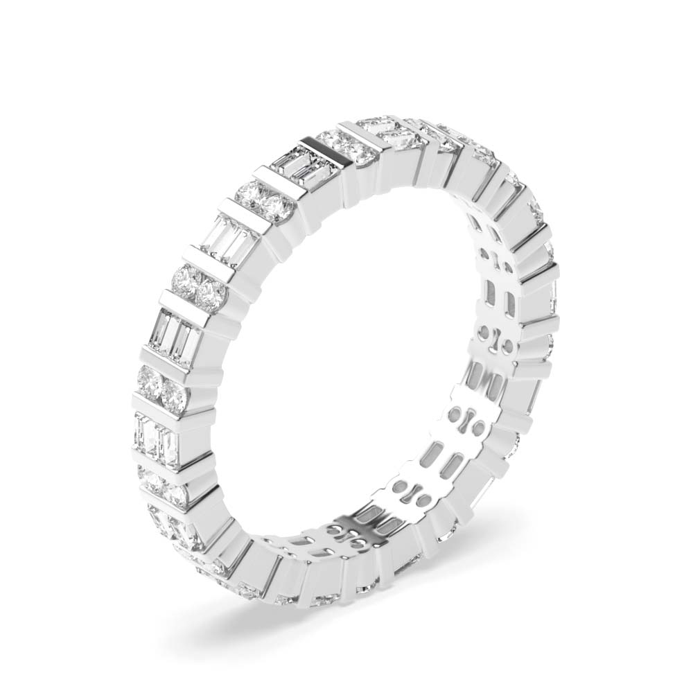 channel setting round and baguette diamond full eternity ring