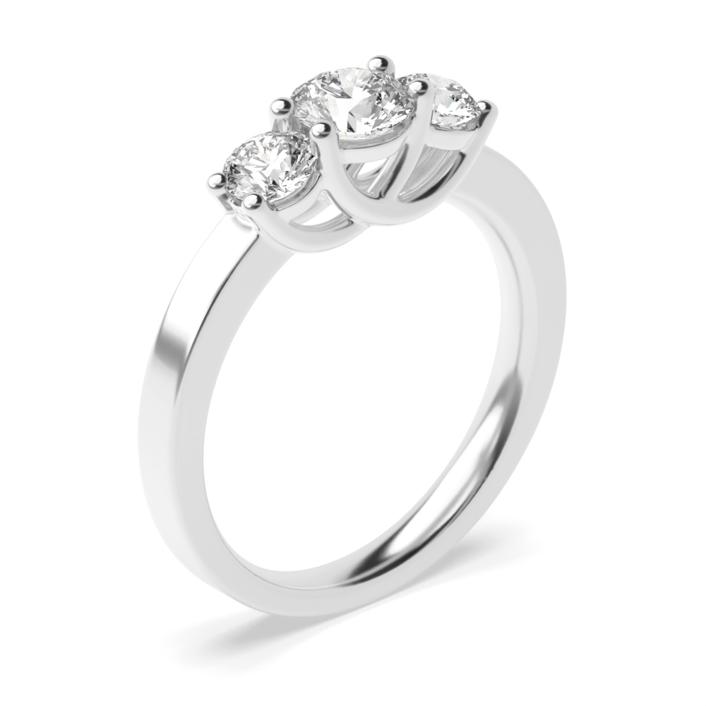 4 prong setting round diamond trilogy ring