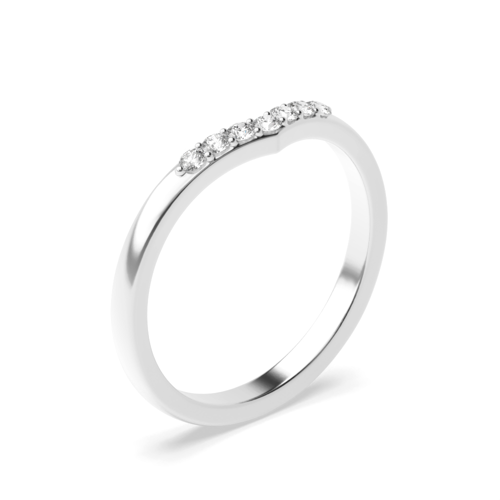 prong setting round diamond wishbone half eternity wedding bands