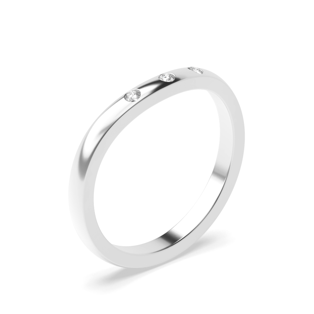 flush setting round shape 3 diamond ring