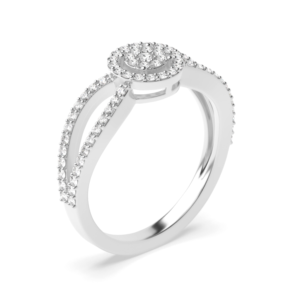 prong setting round diamond cluster engagement ring