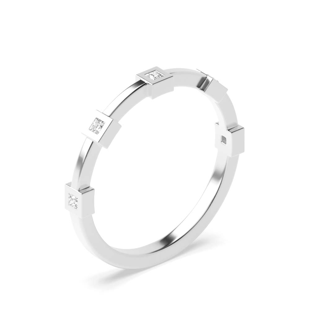 bezel setting princess diamond half eternity ring