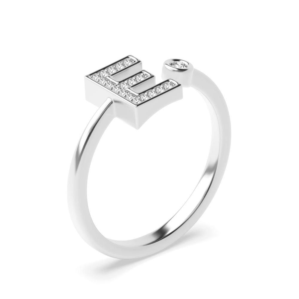 alphabet letter e initial diamond ring