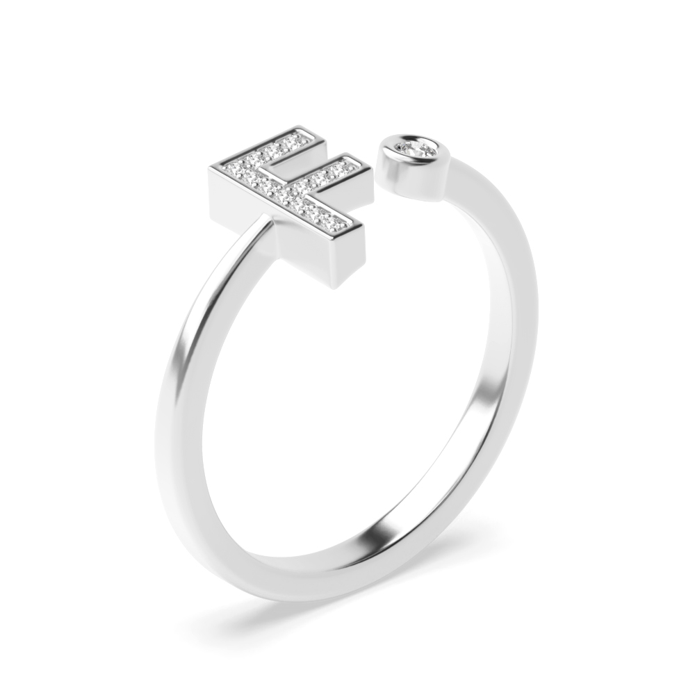 alphabet letter f initial diamond ring