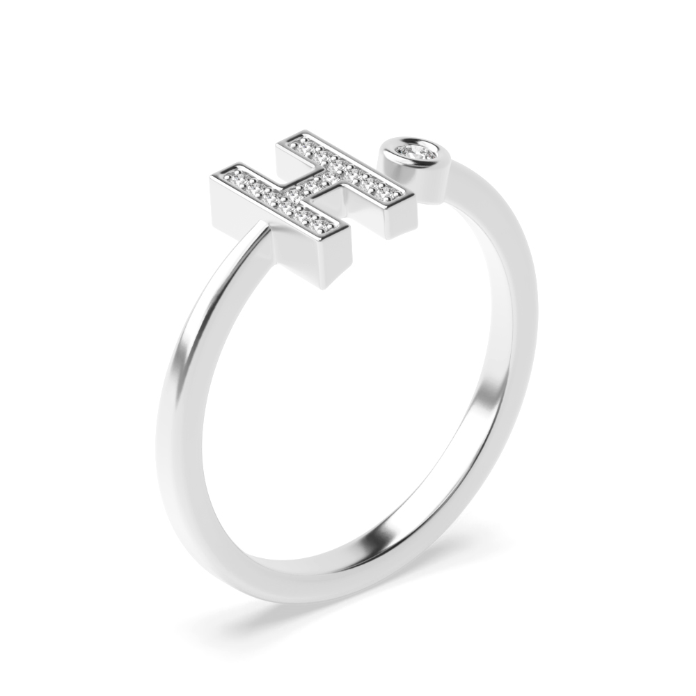 alphabet letter h initial diamond ring