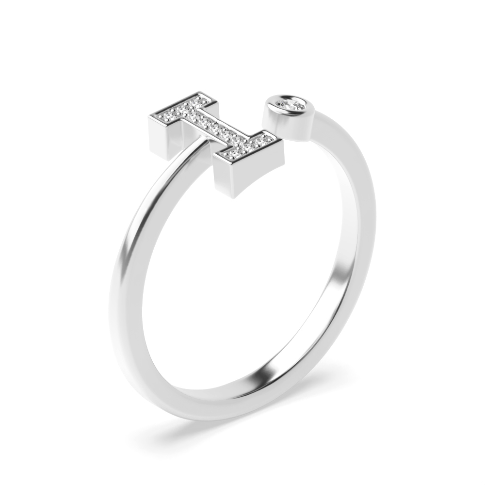 alphabet letter i initial diamond ring