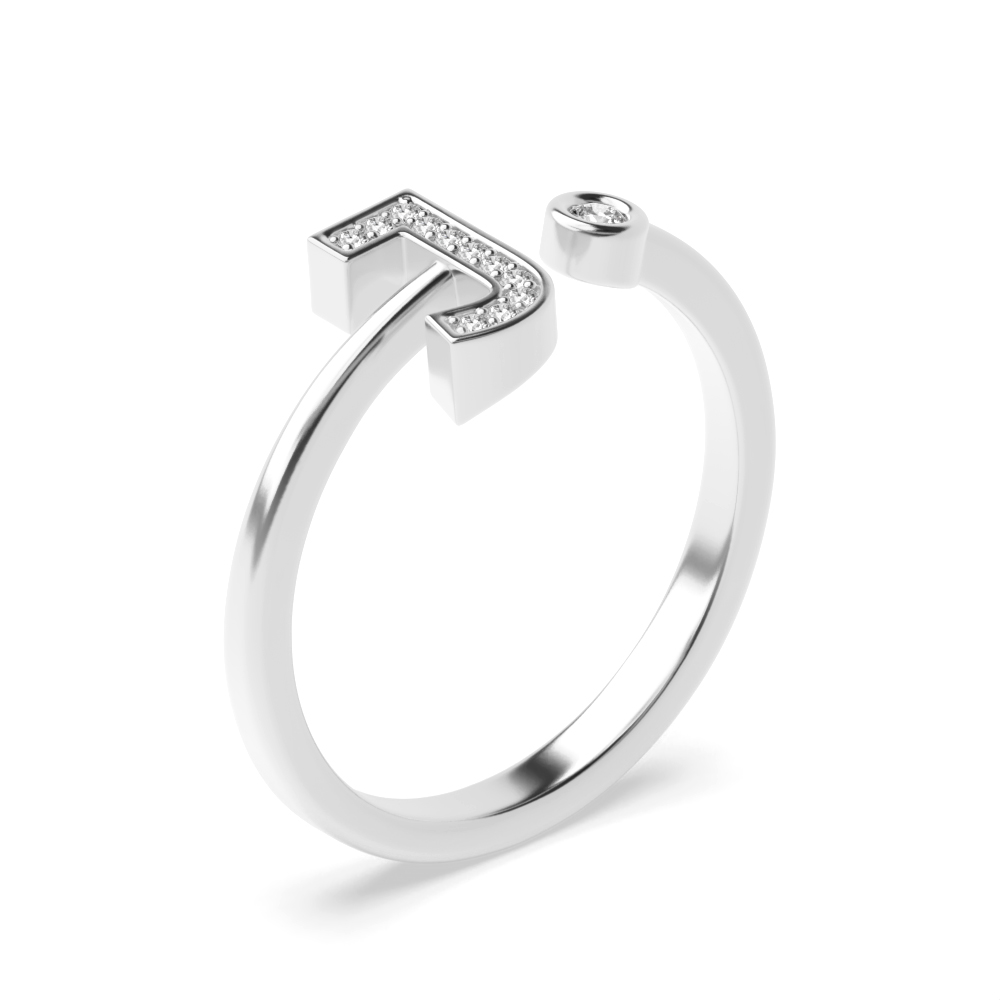 alphabet letter j initial diamond ring