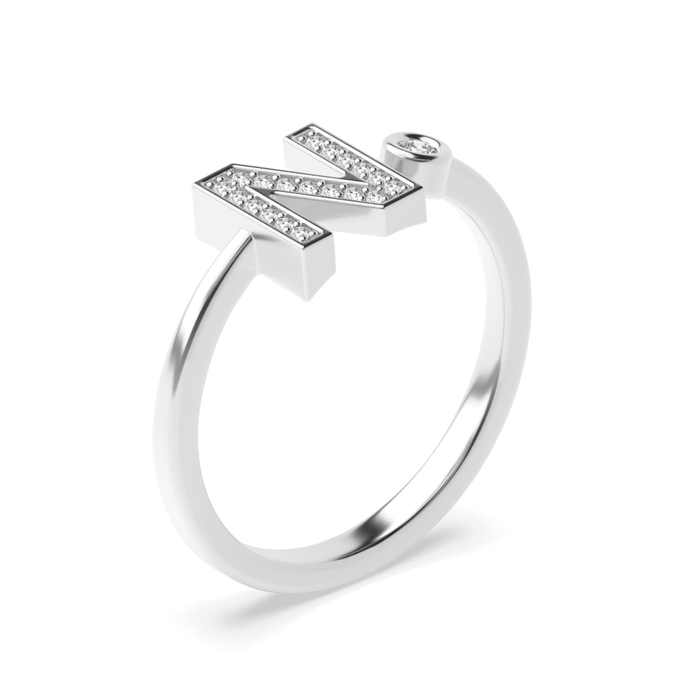 alphabet letter n initial diamond ring