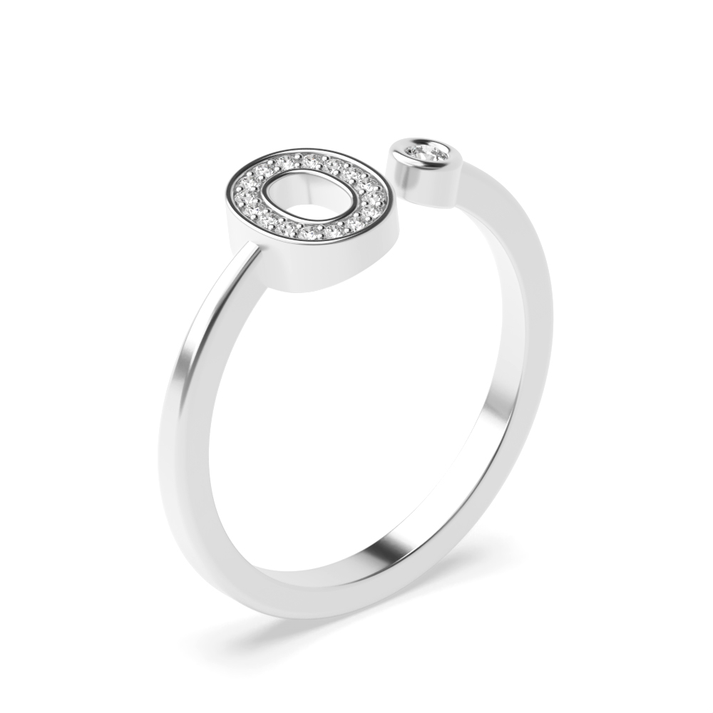 alphabet letter o initial diamond ring