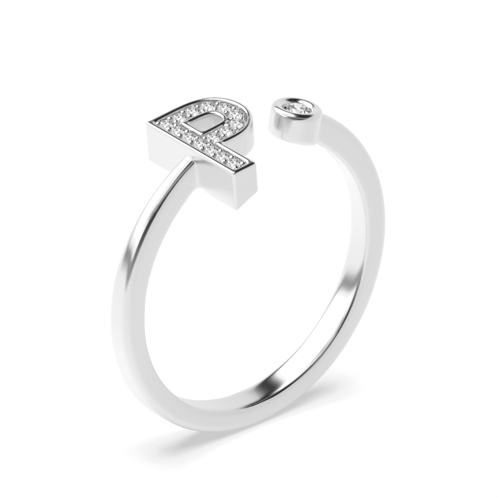 alphabet letter p initial diamond ring